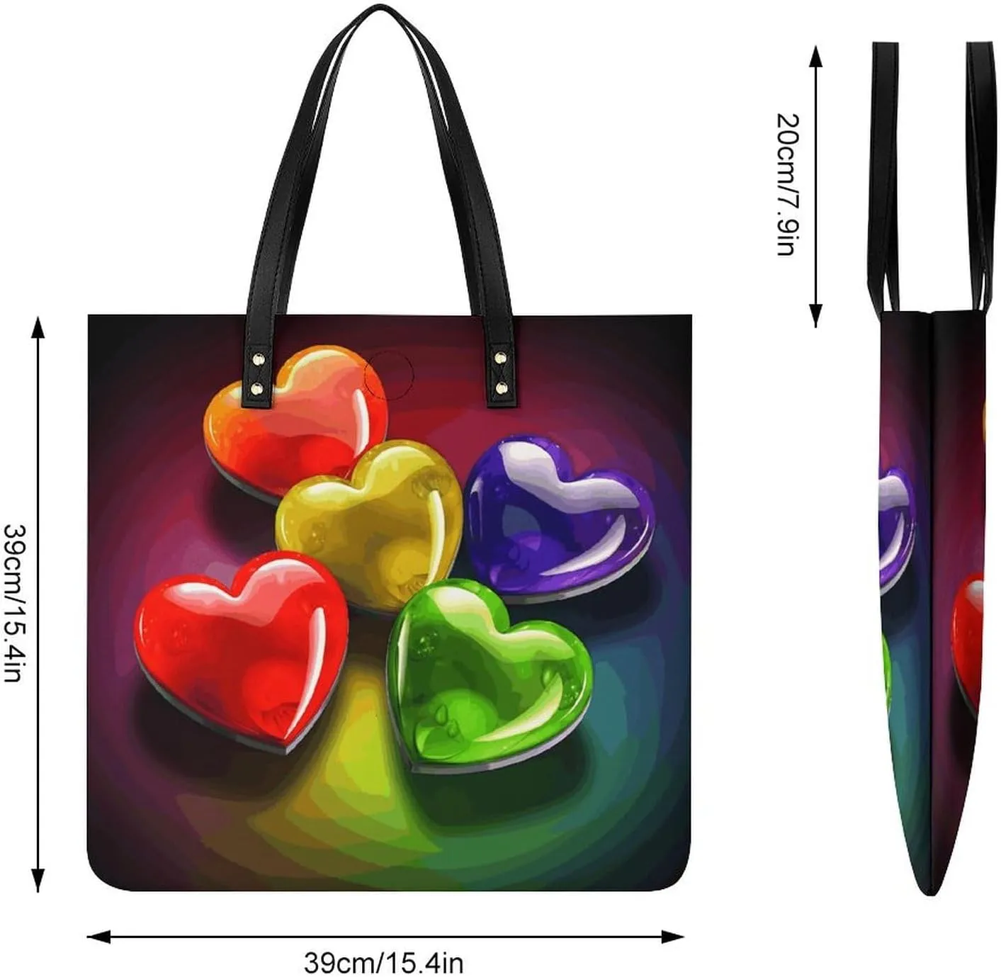Leather Handbag for Women Tote Bag with Magnetic Buckle Pixel Shaped Heart Crossbody Bag Shoulder Bag