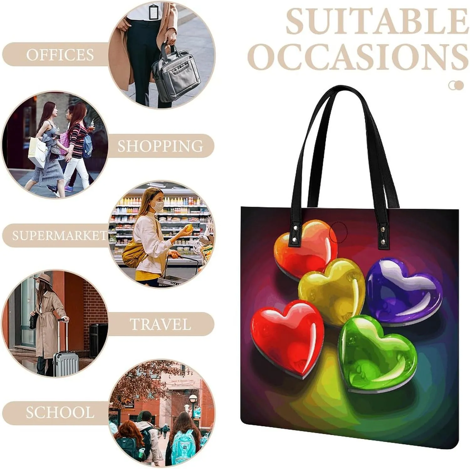 Leather Handbag for Women Tote Bag with Magnetic Buckle Pixel Shaped Heart Crossbody Bag Shoulder Bag