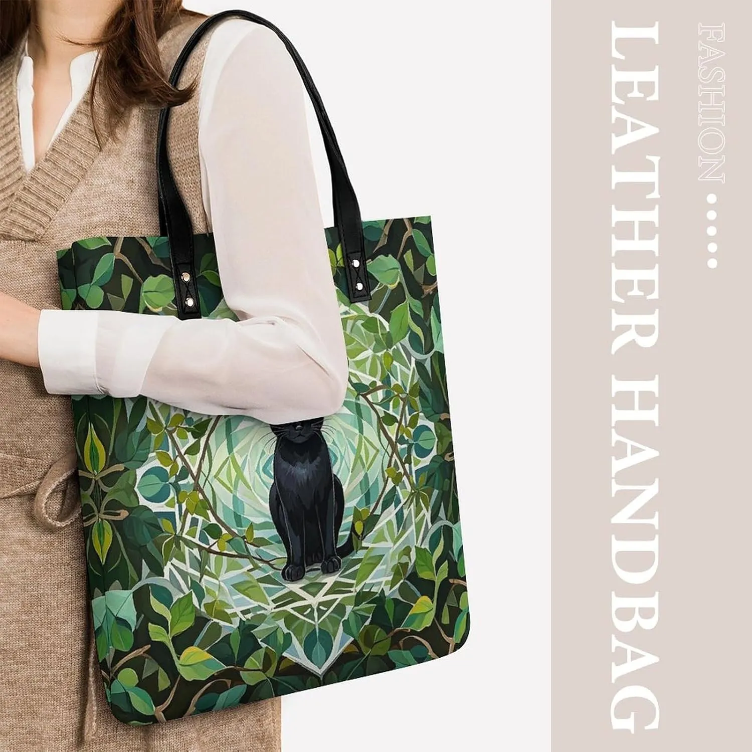 Leather Handbag for Women Tote Bag with Magnetic Buckle Vintage Octopus Crossbody Bag Shoulder Bags