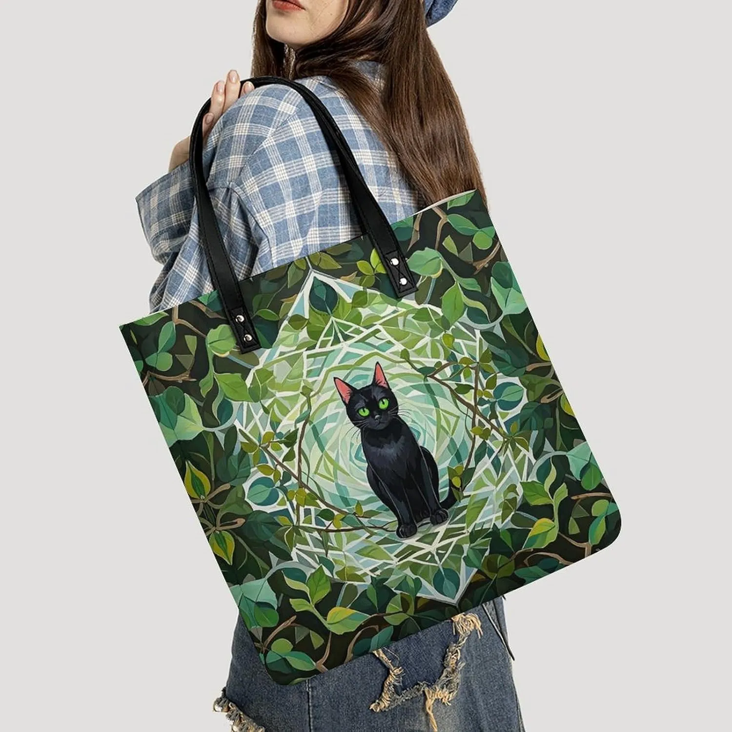 Leather Handbag for Women Tote Bag with Magnetic Buckle Vintage Octopus Crossbody Bag Shoulder Bags