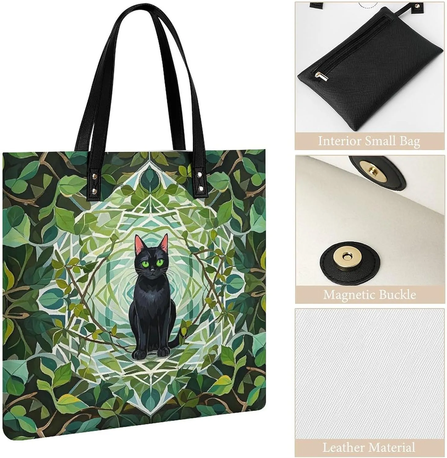 Leather Handbag for Women Tote Bag with Magnetic Buckle Vintage Octopus Crossbody Bag Shoulder Bags