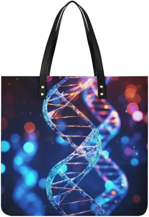 Leather Handbag Waterproof Shoulder Bag DNA Genetic Helix Tote Purses Large Travel Tote Bags for Women