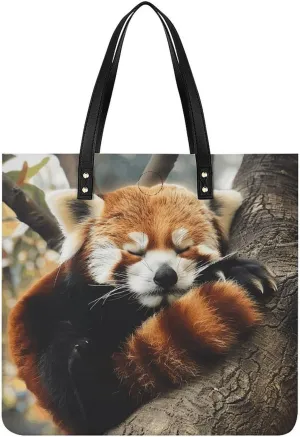 Leather Handbag Waterproof Shoulder Bag Sleeping in A Tree Tote Purses Large Travel Tote Bags for Women