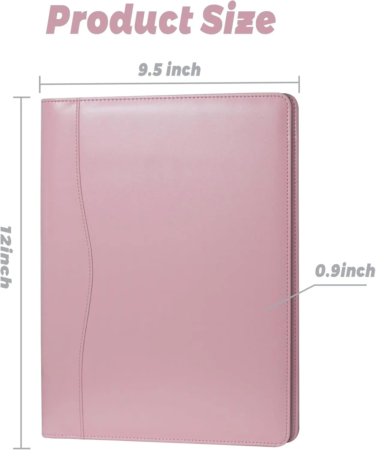 Leather Portfolio Folder Padfolio, Business Padfolio Organizer Document Planner Portfolio Binder Storage Pocket for Legal Pad Holder Paperwork Phone Men Women (Pink)