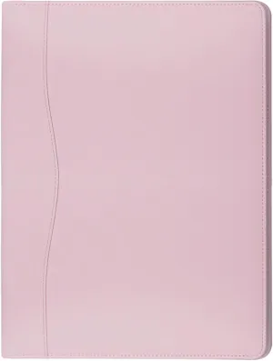 Leather Portfolio Folder Padfolio, Business Padfolio Organizer Document Planner Portfolio Binder Storage Pocket for Legal Pad Holder Paperwork Phone Men Women (Pink)