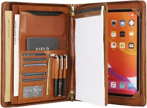Leather Portfolio for 12.9-inch iPad Pro (2018/2020/2021/2022), Business Tablet Portfolio Case for Men, Personalized Padfolio for Women, Custom Portfolio Folder for A4 Notepad (Brown, Custom)