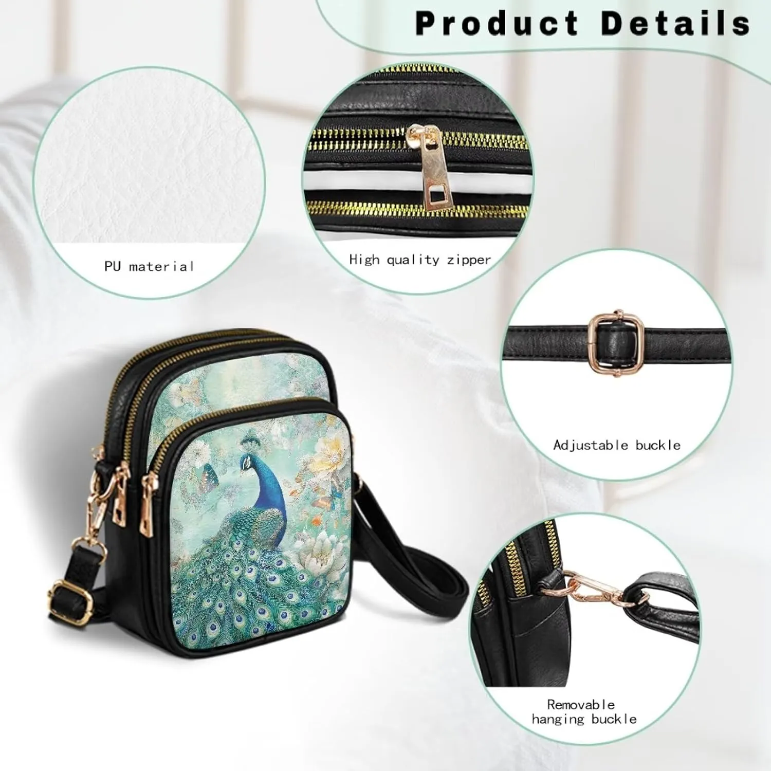 Leather Purse for Women, Leather Shoulder Crossbody Bags Sling Purses Fashion Side Belt Wallet Ladies Sling Bags