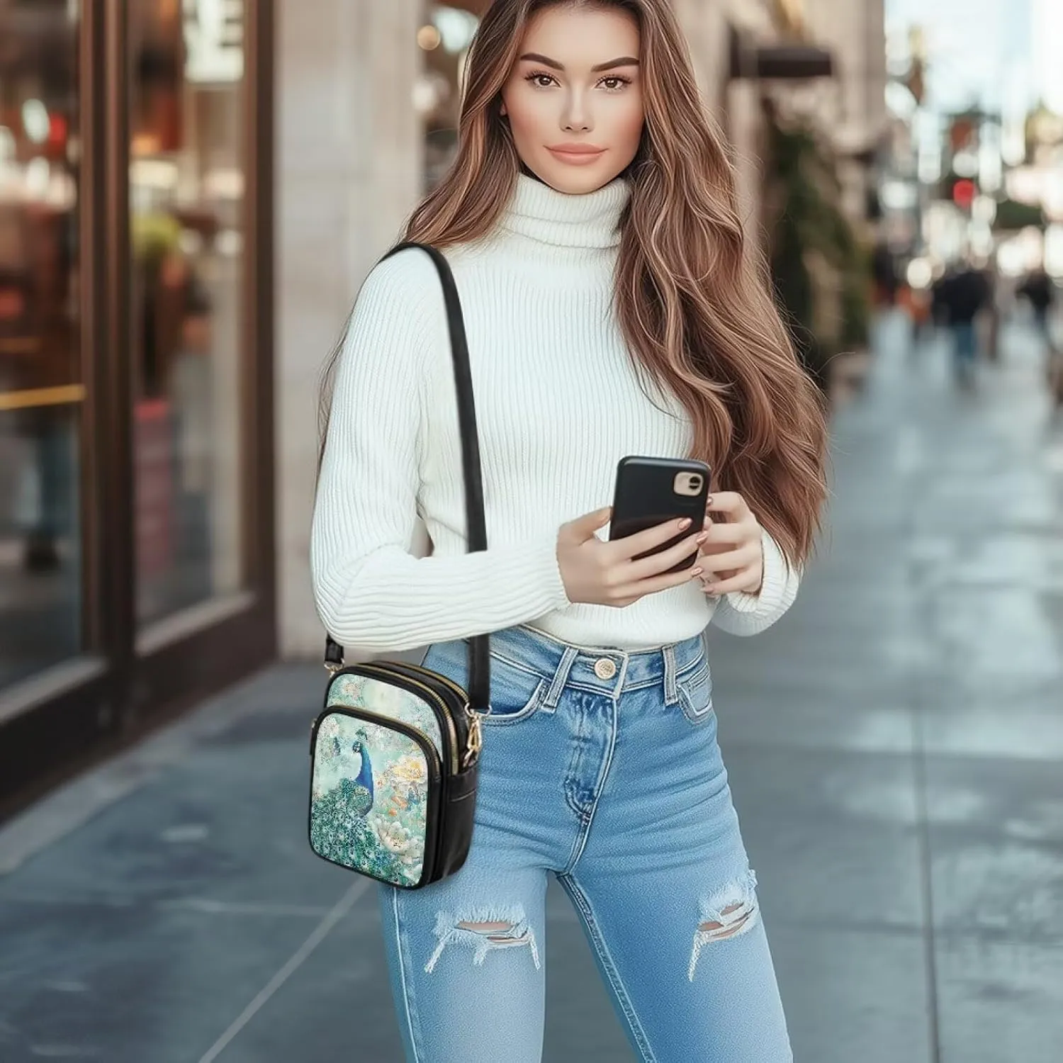 Leather Purse for Women, Leather Shoulder Crossbody Bags Sling Purses Fashion Side Belt Wallet Ladies Sling Bags