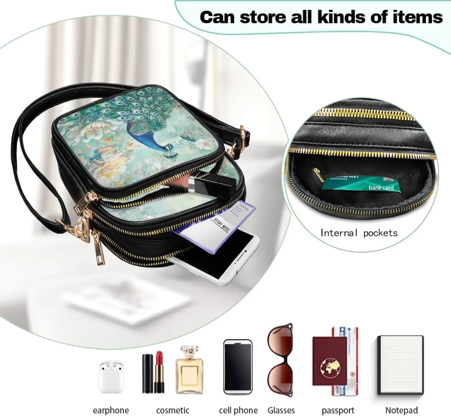 Leather Purse for Women, Leather Shoulder Crossbody Bags Sling Purses Fashion Side Belt Wallet Ladies Sling Bags