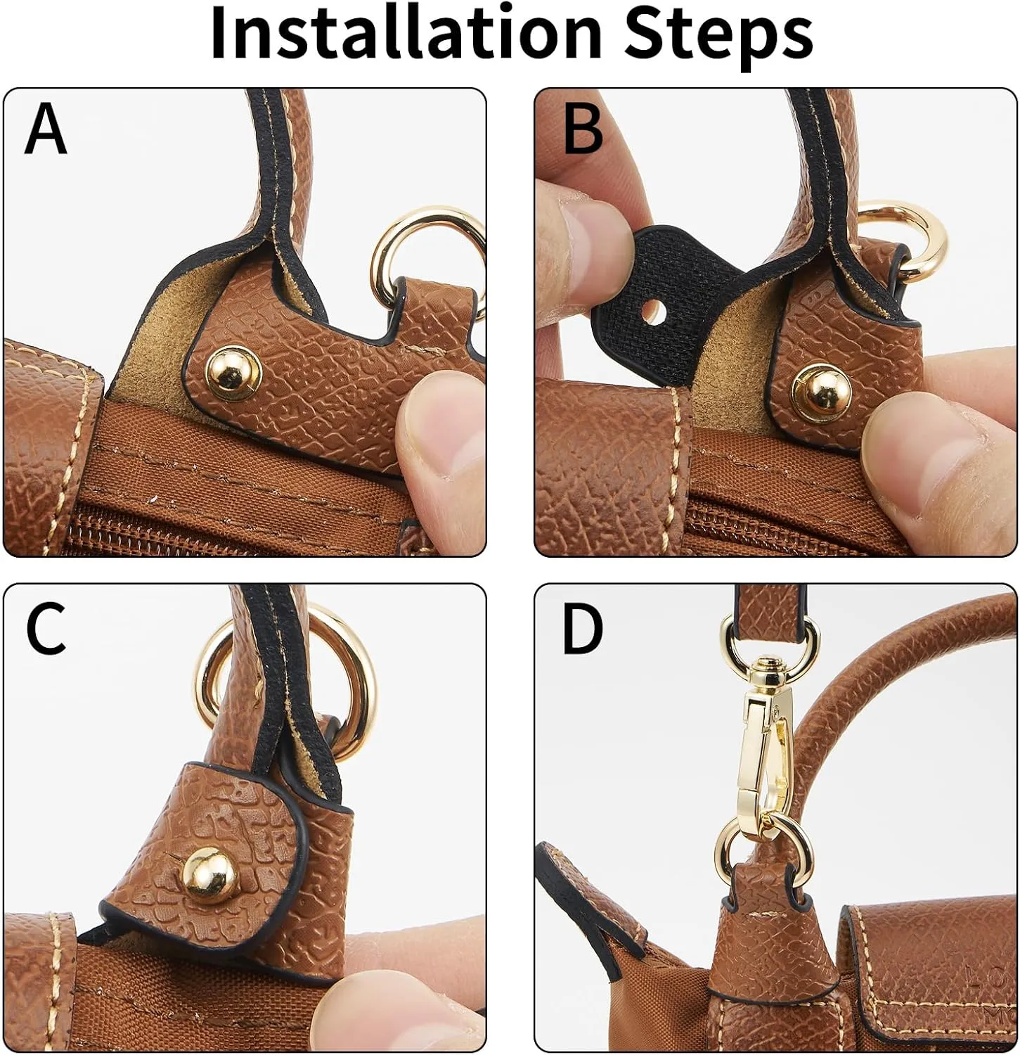 Leather Purse Strap Suitable for Longchamp Handbag,Crossbody Adjustable Shoulder Strap Conversion Kit