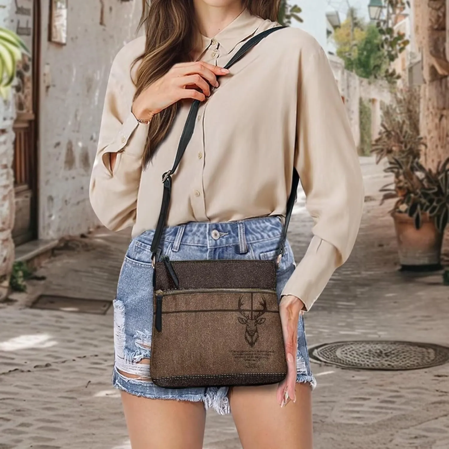 Leather Purses for Women, Leather Hobo Bags for Women Travel Sling Purse Triple Zippered Pockets Shoulder Bag