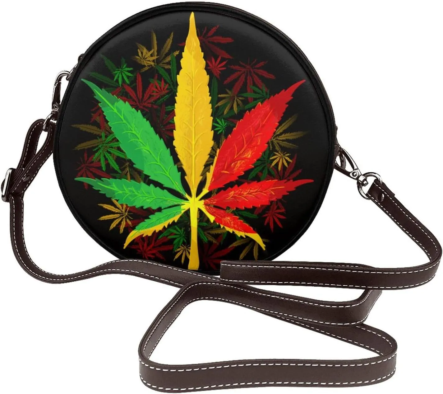 Leather Round Crossbody Bags For Women, Sling Bag Casual Crossbody Purse