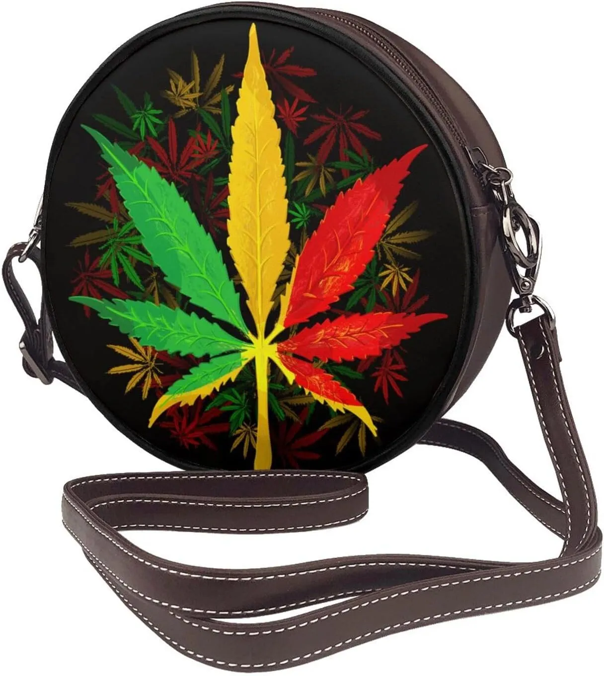 Leather Round Crossbody Bags For Women, Sling Bag Casual Crossbody Purse