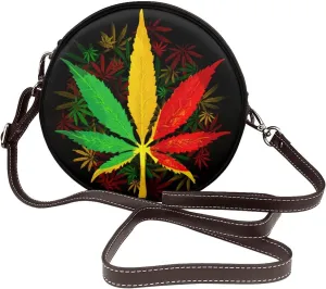 Leather Round Crossbody Bags For Women, Sling Bag Casual Crossbody Purse