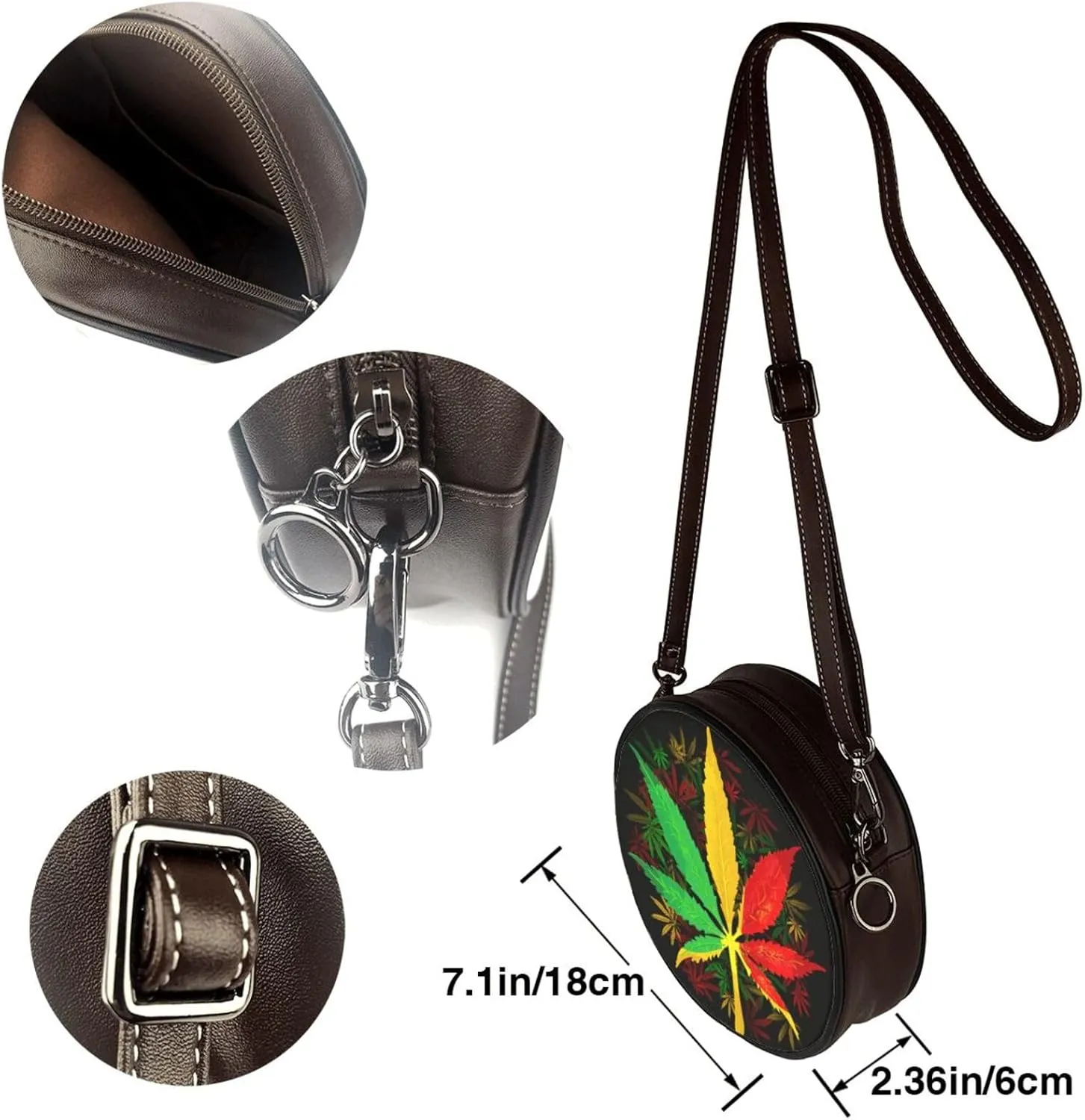 Leather Round Crossbody Bags For Women, Sling Bag Casual Crossbody Purse