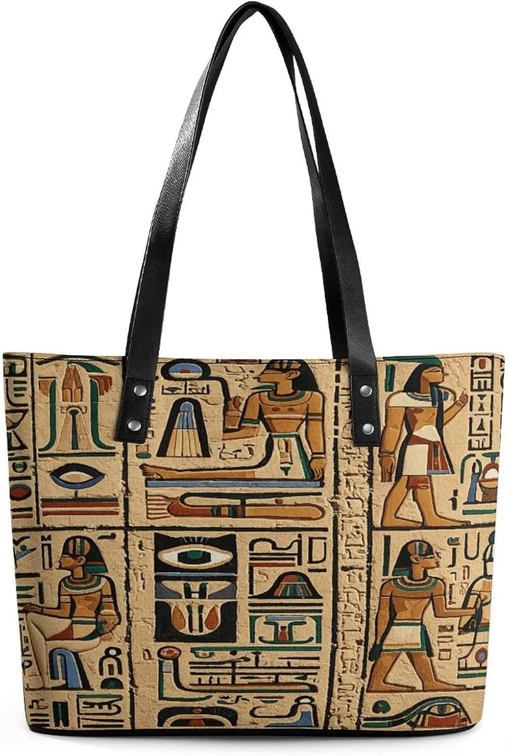 Leather Tote Bag Crossbody Bags for Women Fashion Top Handle Handbag Ancient Egyptian Hieroglyph Ladies Shoulder Bags Casual Beach Bag Gym Bages Ladies Purses for Shopping Work Travel