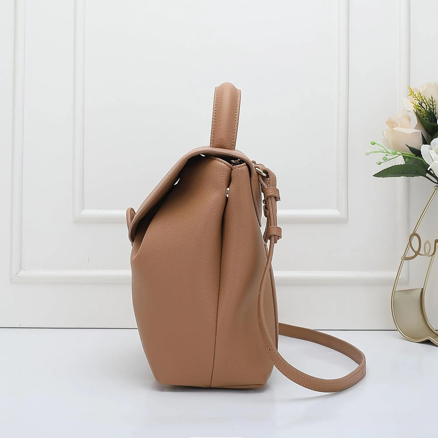 Leather Tote Bag for Women Leather Bag French Style Purses Crossbody Bag Trendy Handbag Work Bag 2024