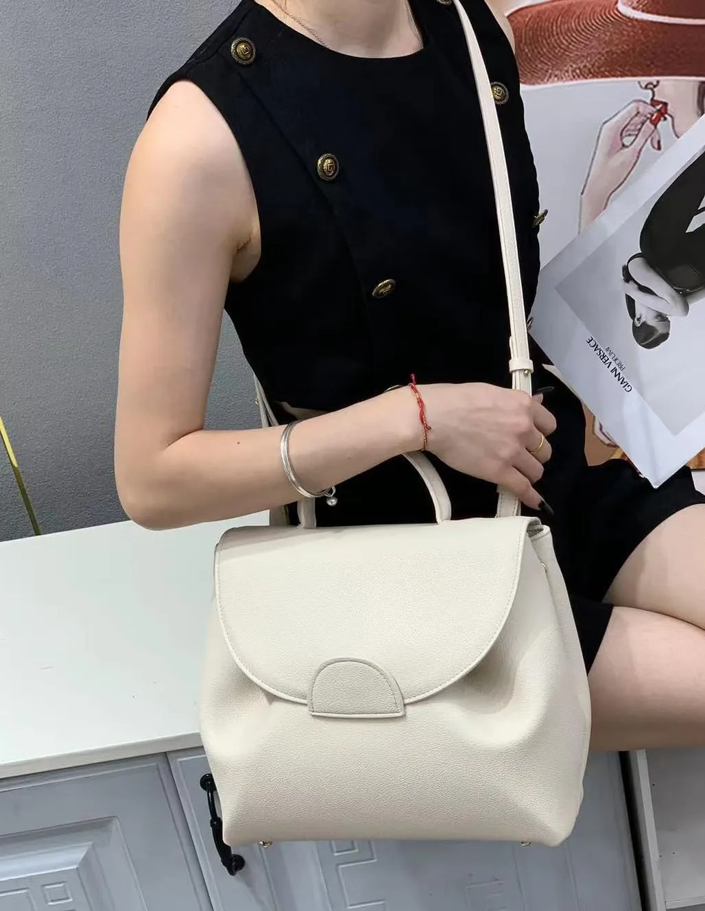 Leather Tote Bag for Women Leather Bag French Style Purses Crossbody Bag Trendy Handbag Work Bag 2024