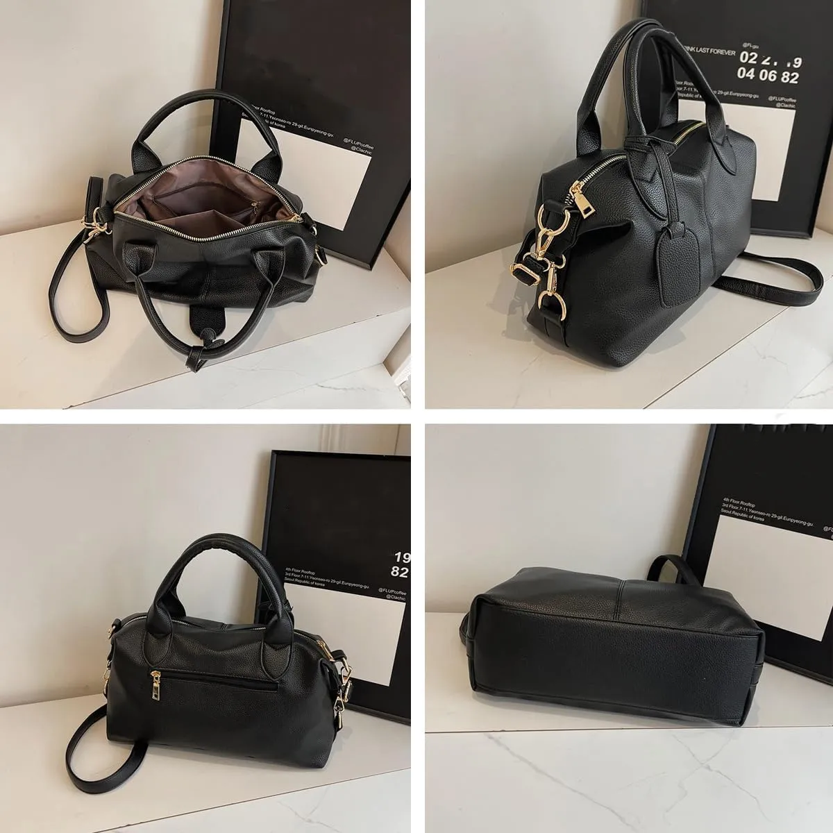 Leather Tote Bag Women City Bowling Bags Trendy Crossbody Handbags Cute Top Handle Purse Y2k Streetwear