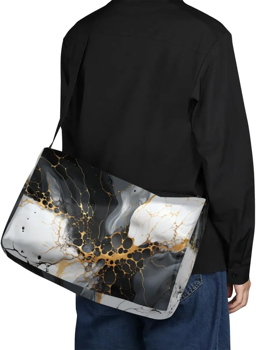 Leather Travel Duffle Bag for Women Men, Black Abstract Marble Small Sports Gym Bag Weekender Overnight Bags Underseat Carry on Luggage Bags for Airplanes, Personal Item Travel Bag,B-129