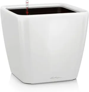 Lechuza Self Watering Plant Pot Quadro LS 35 Garden Flower Indoor and Outdoor Plastic Planter with Drainage Hole H33 L35 W35 cm White High-Gloss