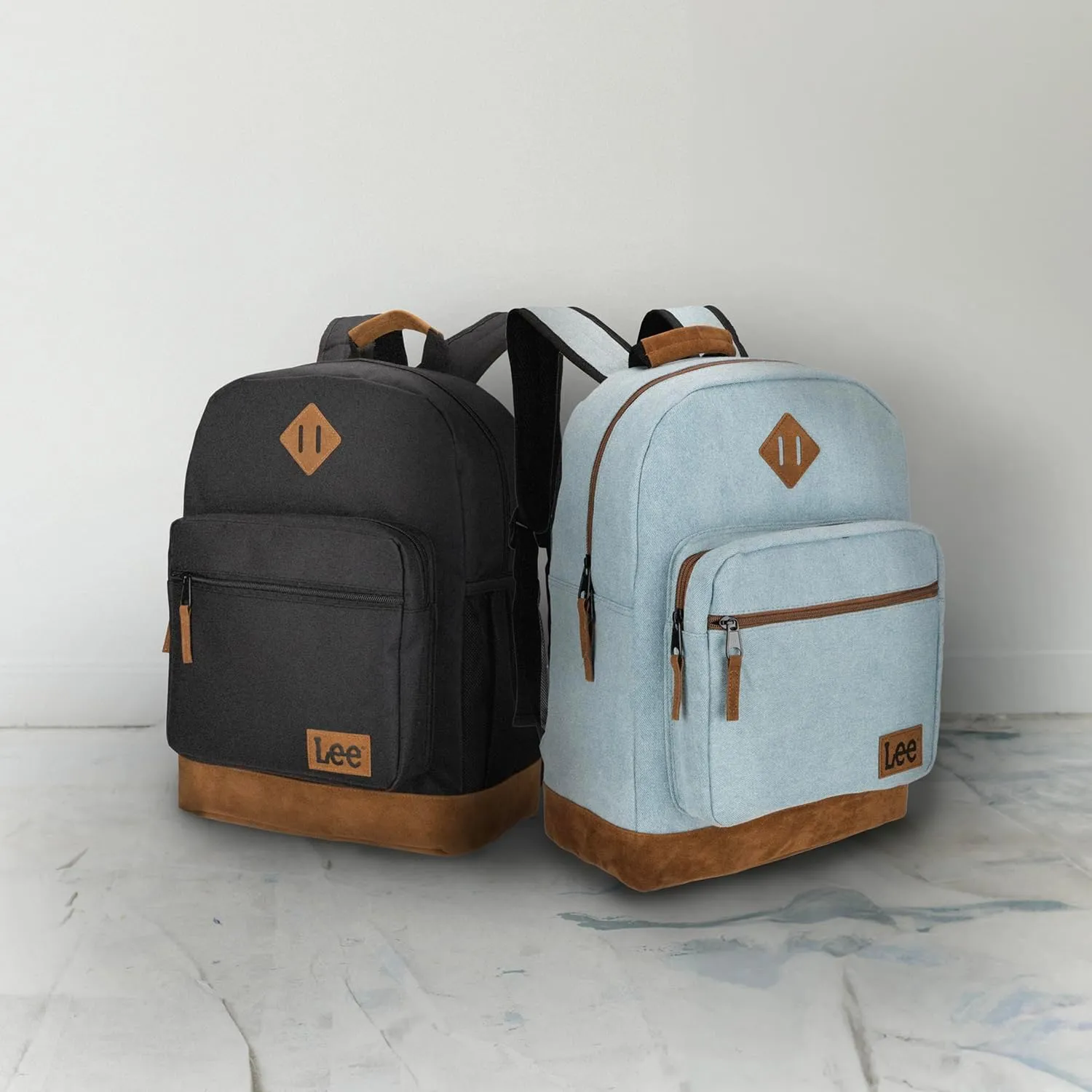 Lee Authentic Jeans Company Study Backpack for Class, Padded Laptop Sleeve Fits 15.6 Inch Notebook (Light Washed Denim)