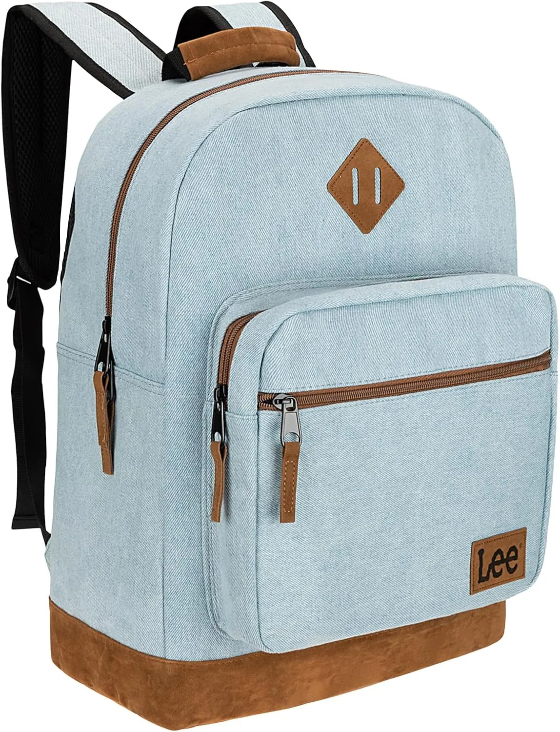 Lee Authentic Jeans Company Study Backpack for Class, Padded Laptop Sleeve Fits 15.6 Inch Notebook (Light Washed Denim)