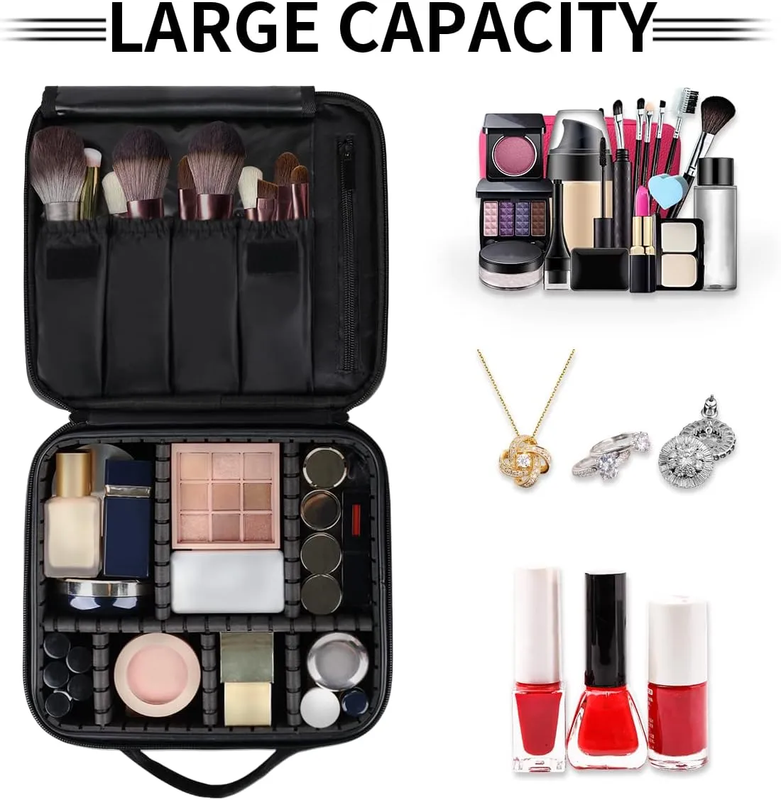 Lemons Pattern Makeup Train Case Travel Makeup Bag Professional Cosmetic Organizer Portable Storage Box with Adjustable Dividers for Cosmetics Makeup Brushes Toiletry