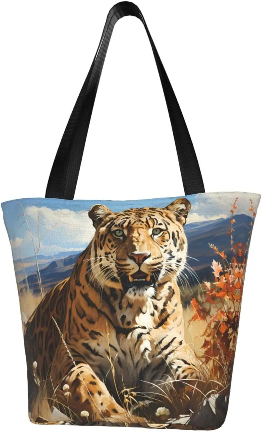 Leopard in search of prey Fashionable shoulder handbag, women's crossbody shoulder bag, suitable for weekend travel shopping shoulder bag