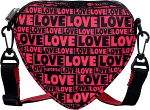 LeSportsac Only Love Heart Crossbody Bag, Style 3617/Color F909, Vibrant Black & Red LOVE Color Blocked Design, Detachable & Adjustable Fashion Trending 2 Tone Black/Red Strap, Ultimate Statement Bag