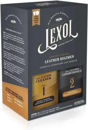 Lexol Leather Care Kit Conditioner and Cleaner, Use on Car Leather, Furniture, Shoes, Bags and Accessories, Trusted Leather Care Since 1933, Quick & Easy 2-Step Regimen, 16.9 oz Bottles Plus 2 Sponges,Black