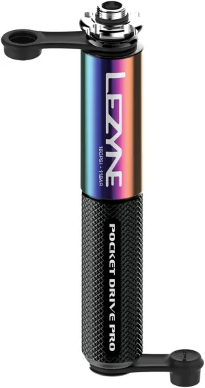 LEZYNE Pocket Drive Pro Mini Bicycle Hand Pump, High Pressure 160 PSI, Presta & Schrader with Valve Core Tool, Alloy Bracket Mount, Grip Textured, Easy to Use Bike Tire Pump