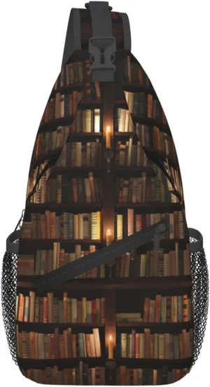 Library Bookshelf Book Foldie Crossbody Bag - Anti Theft Crossbody Bags and Small Sling Bags for Men and Women