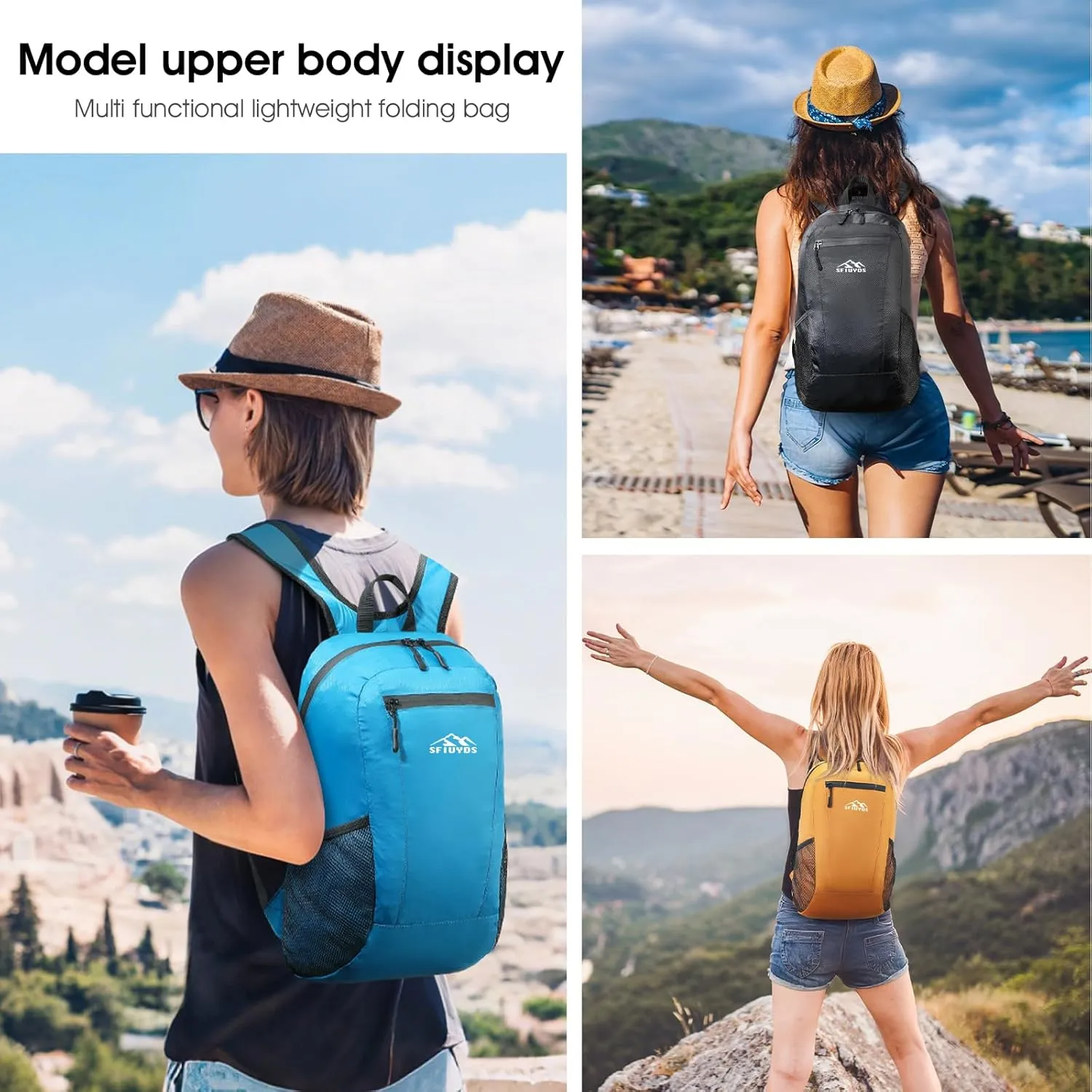 Lightweight Hiking Backpack Small,Waterproof Hiking Daypack,Foldable Backpack for Travel,Ultralight Daypack(Nylon, Yellow)