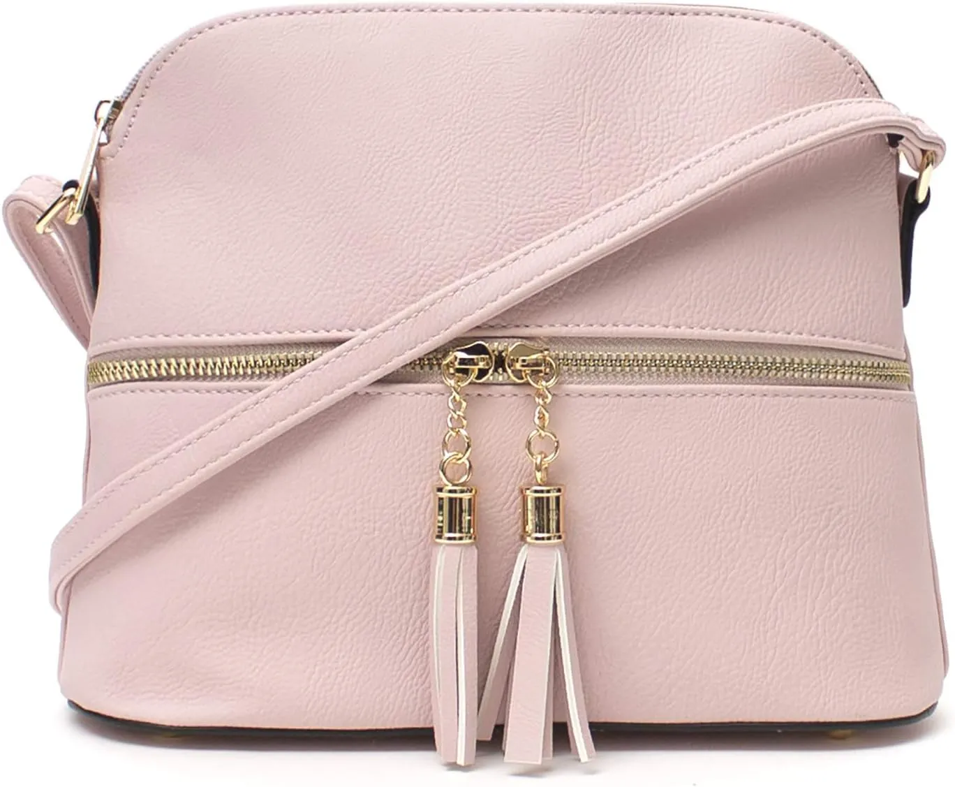 Lightweight Medium Dome Crossbody Bag with Tassel Zipper Pocket Adjustable Strap