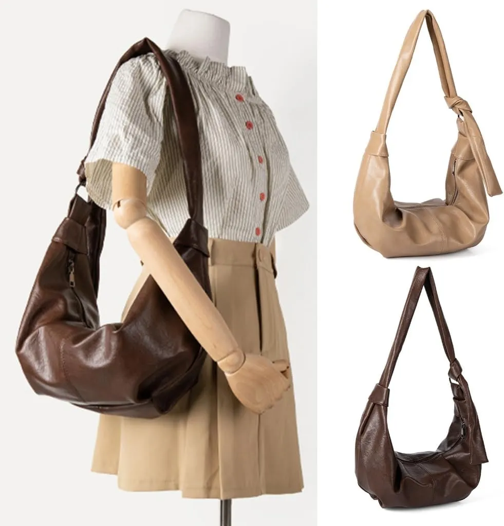 Lightweight PU Leather Shoulder Bag Crossbody Purse with Adjustable Strap Satchel Purses For Traveler And Students