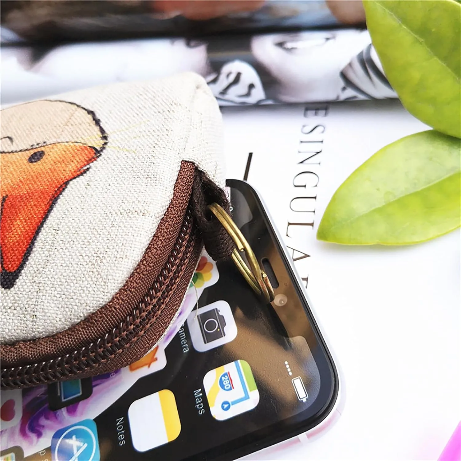 Lightweight Zippered Zipper Pocket Size Pouch Minimalist Wallet Purses for Card Cash Coin Bills (Bear)