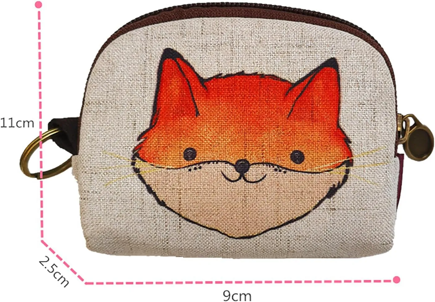 Lightweight Zippered Zipper Pocket Size Pouch Minimalist Wallet Purses for Card Cash Coin Bills (Bear)