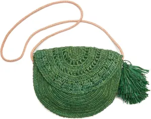 Lila Women's Crocheted Raffia Straw Flap Crossbody Bag O/S