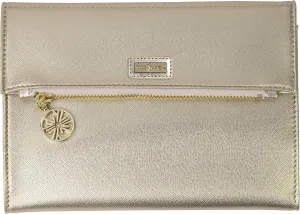 Lilly Pulitzer Women's Vegan Leather Gold Clutch Purse, Travel Wallet with Pocket Notepad, Metallic Gold