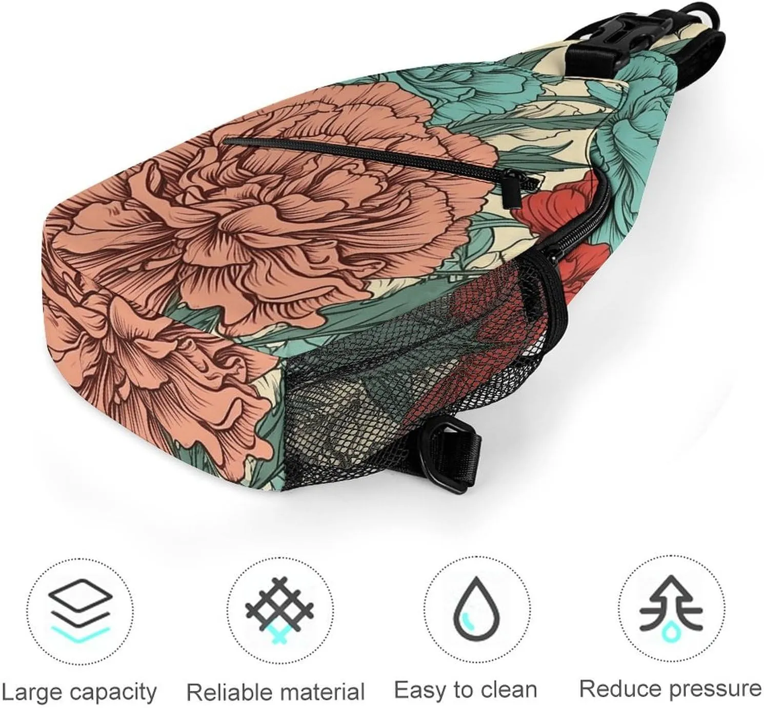 Linear Texture Beige Sling Bag Lightweight Crossbody Chest Pack Travel Shoulder Bag with Adjustable Strap