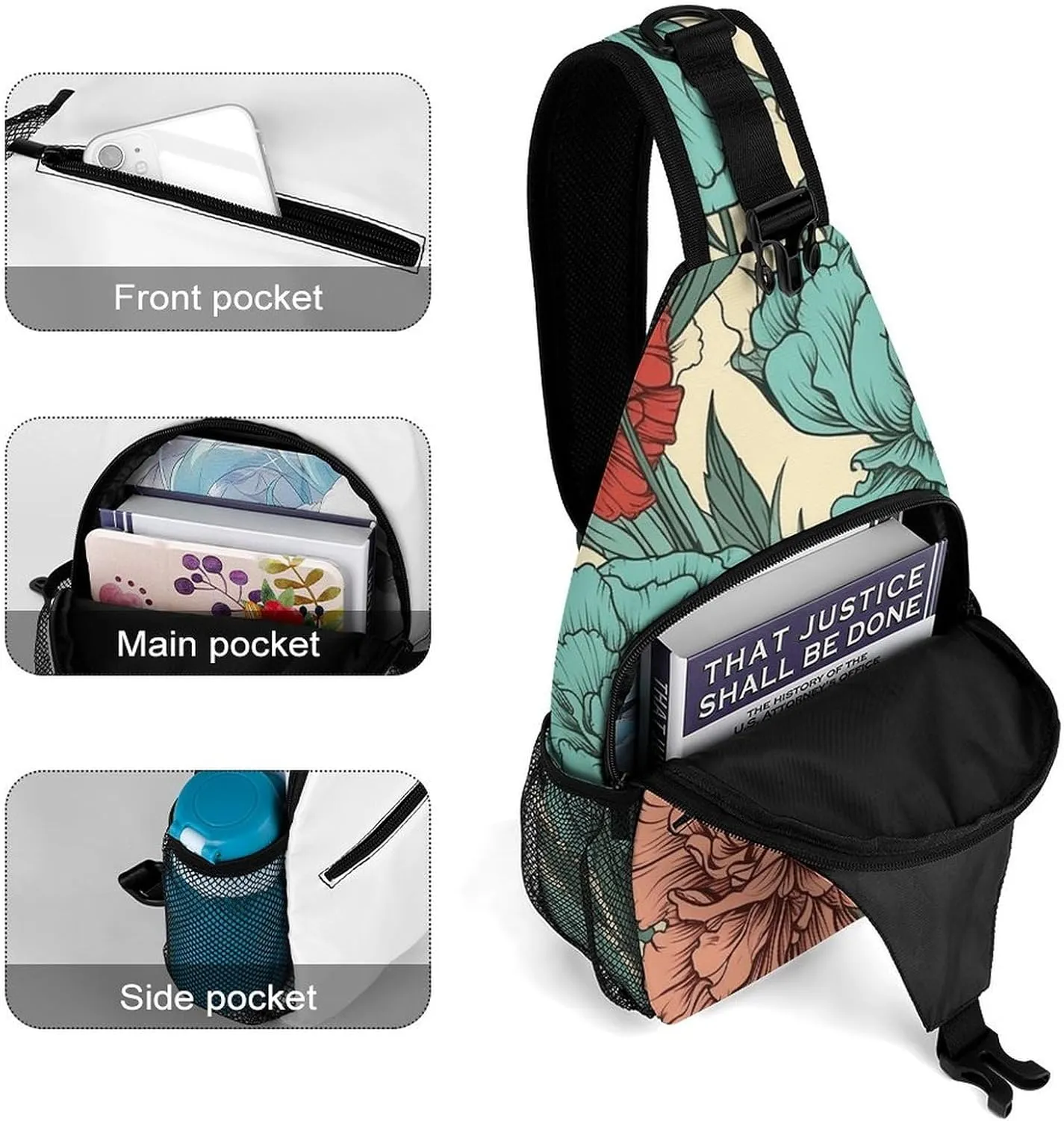 Linear Texture Beige Sling Bag Lightweight Crossbody Chest Pack Travel Shoulder Bag with Adjustable Strap