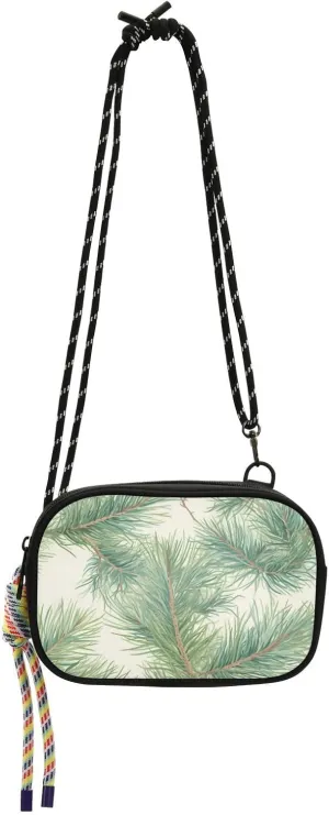 linqin Pine Leafs White Womens Side Bag Crossbody Trendy Shoulder Bags with Adjustable Strap for for Women Hiking