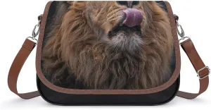 Lion Sticks Out Tongue Laptop Tote Bag Leather Computer Bags Lined Shoulder Purse Purses And Handbags Business Office Work Bag Top Handle Handbag for Women