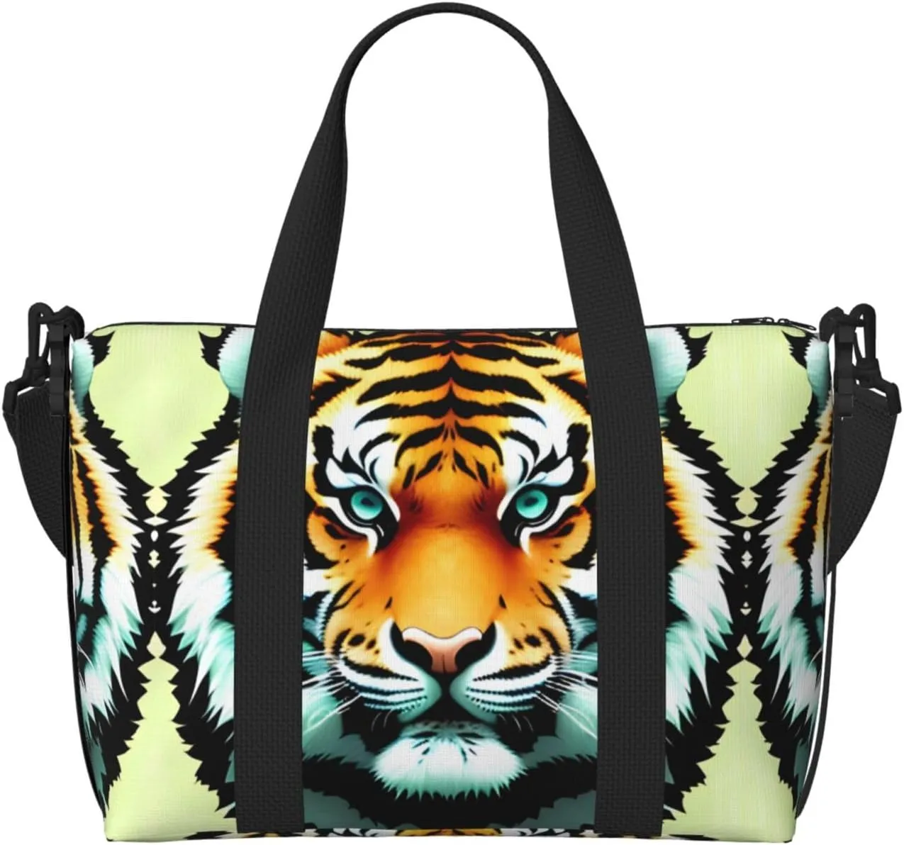 Little Fat Tiger Head Travel Duffel Bag Tote Carry On Luggage Bag Water Resistant Weekender Overnight Bags For Foldable