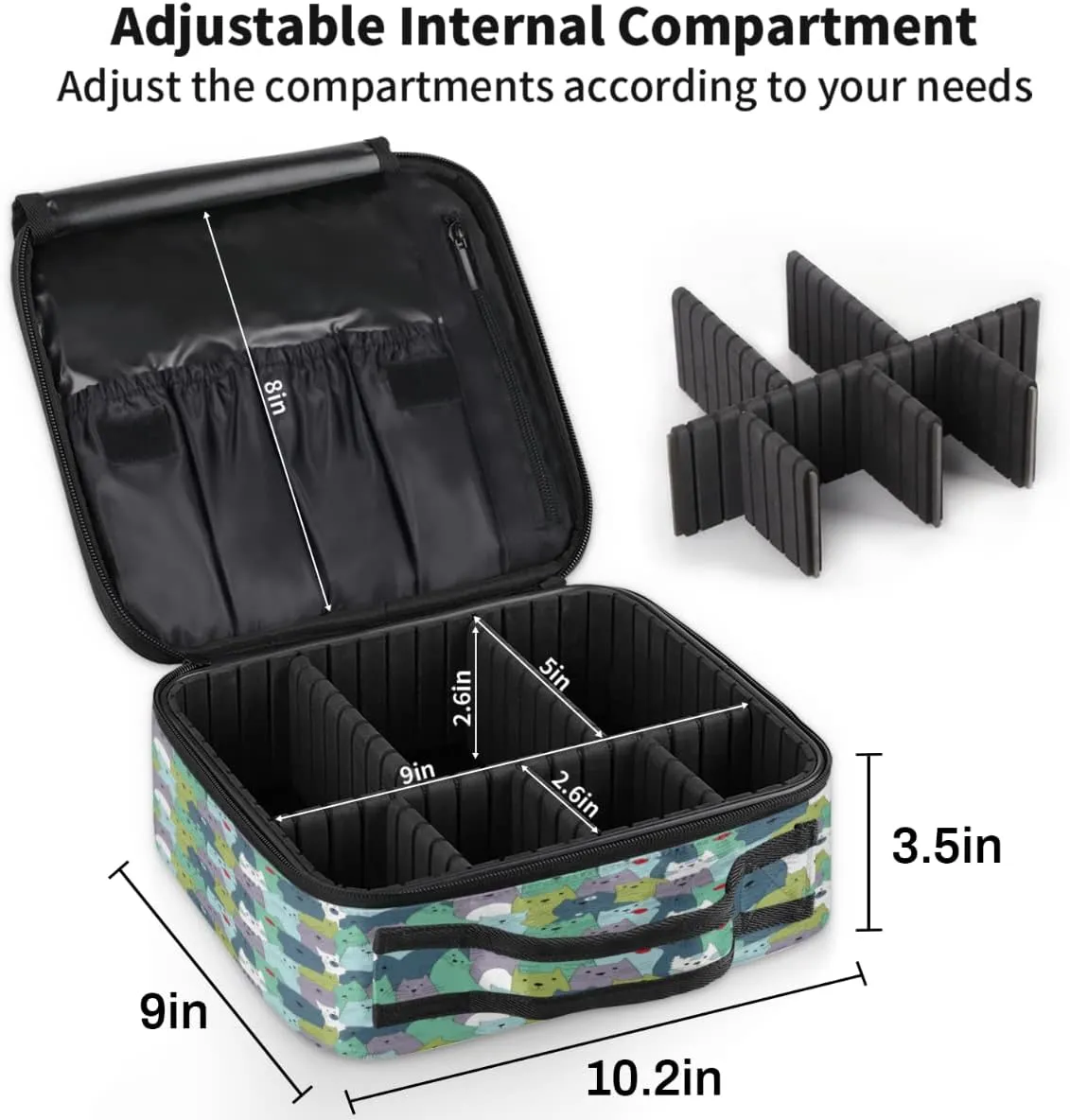 Lively Cats Makeup Train Case Travel Makeup Bag Professional Cosmetic Organizer Portable Storage Box with Adjustable Dividers for Cosmetics Makeup Brushes Toiletry