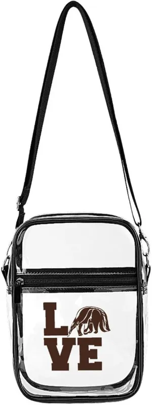 Love Giant Anteater Clear Stadium Crossbody Bag Small Shoulder Purse Adjustable Strap Handbag for Women Men