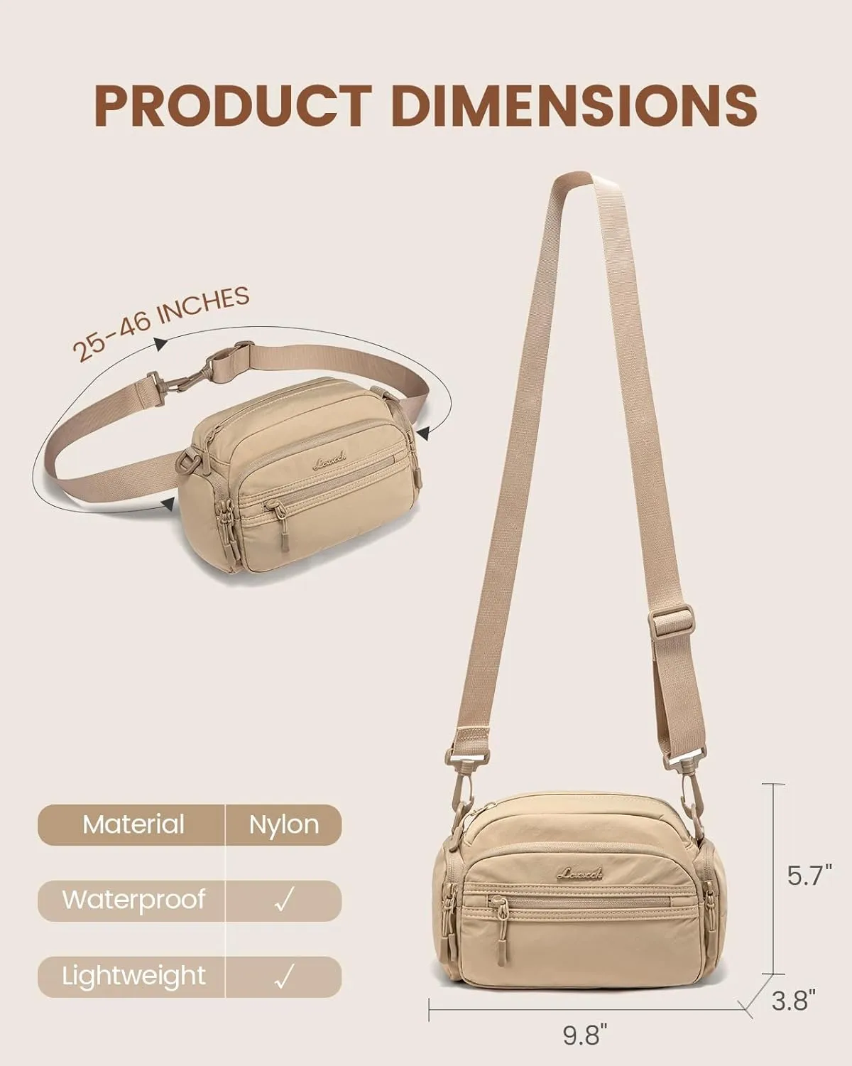 LOVEVOOK Crossbody Bag for Women, Multi-Pockets Purse, Nylon Shoulder Handbags, Water-Resistant & Lightweight