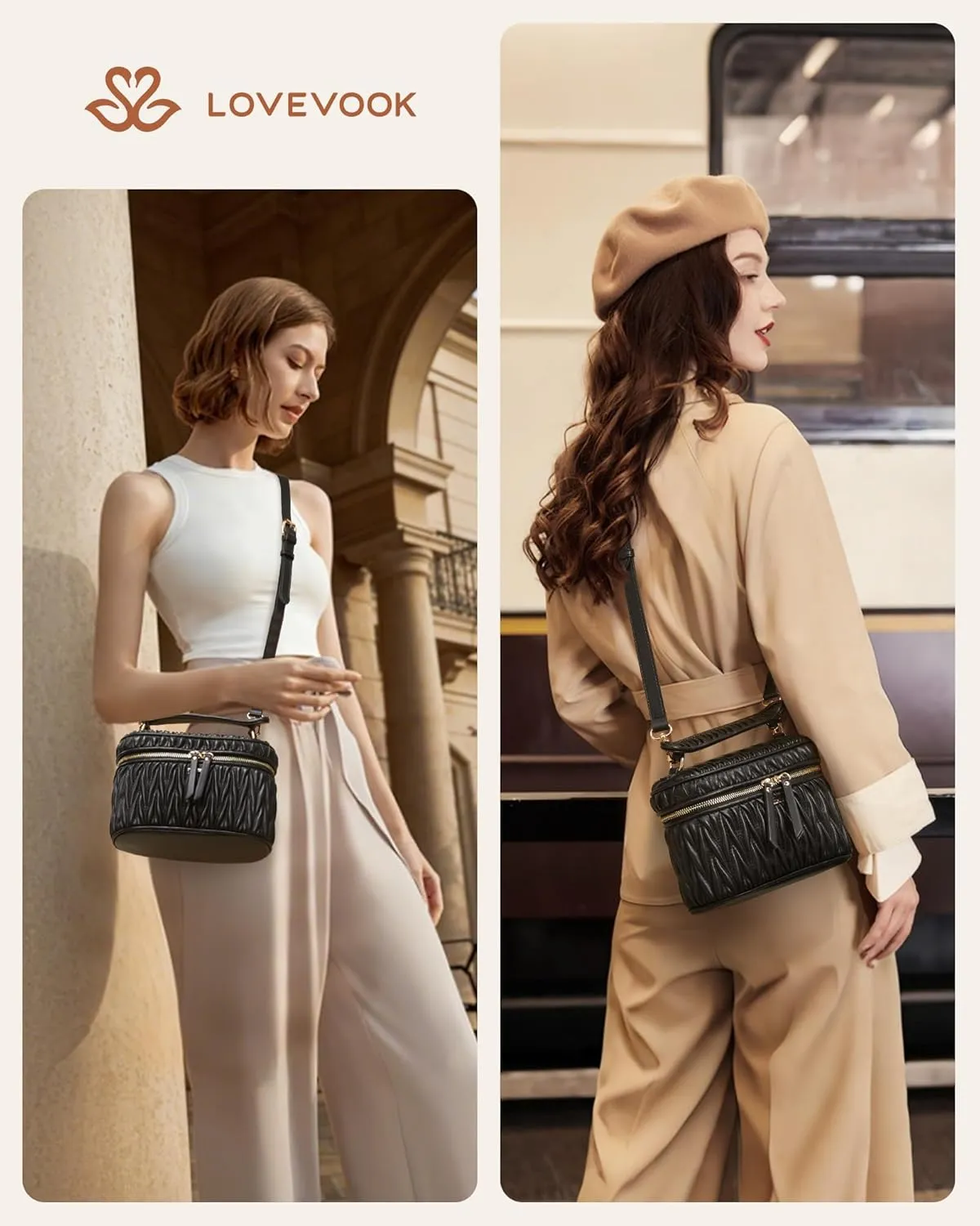 LOVEVOOK Crossbody Bags for Women, Quilted Crossbody Purses for Women, Small Shoulder Handbags for Daily, Work, Travel, Gifts