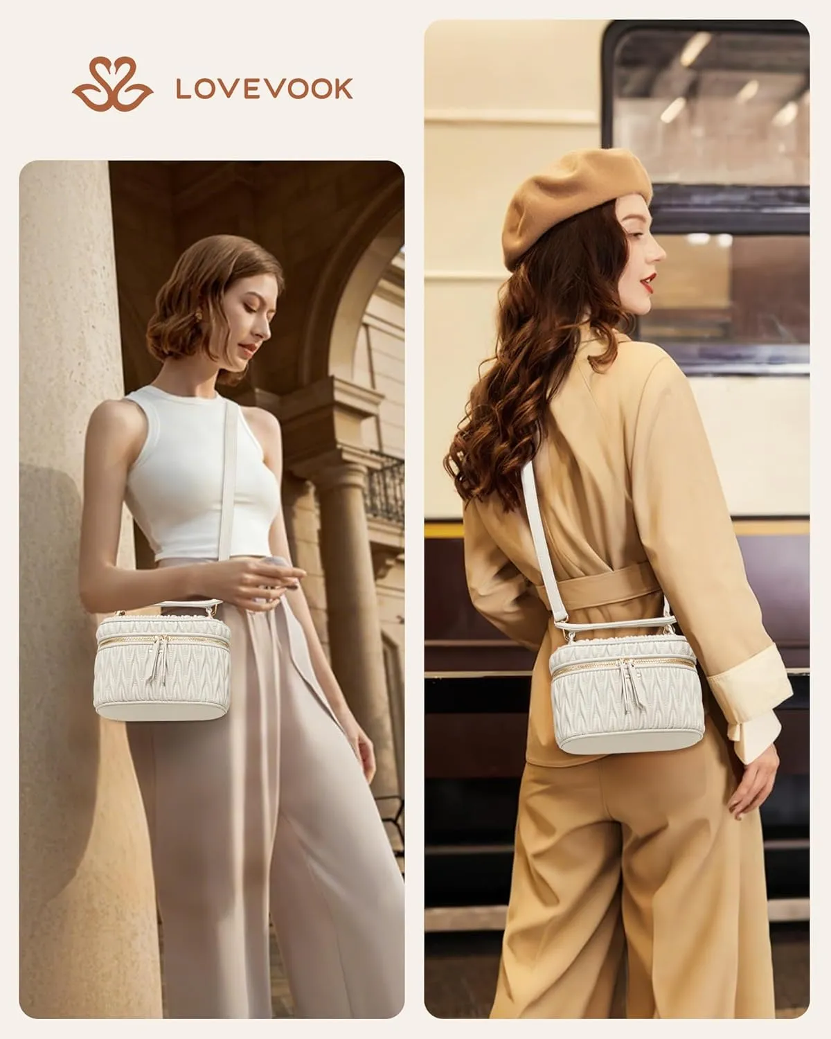 LOVEVOOK Crossbody Bags for Women, Quilted Crossbody Purses for Women, Small Shoulder Handbags for Daily, Work, Travel, Gifts